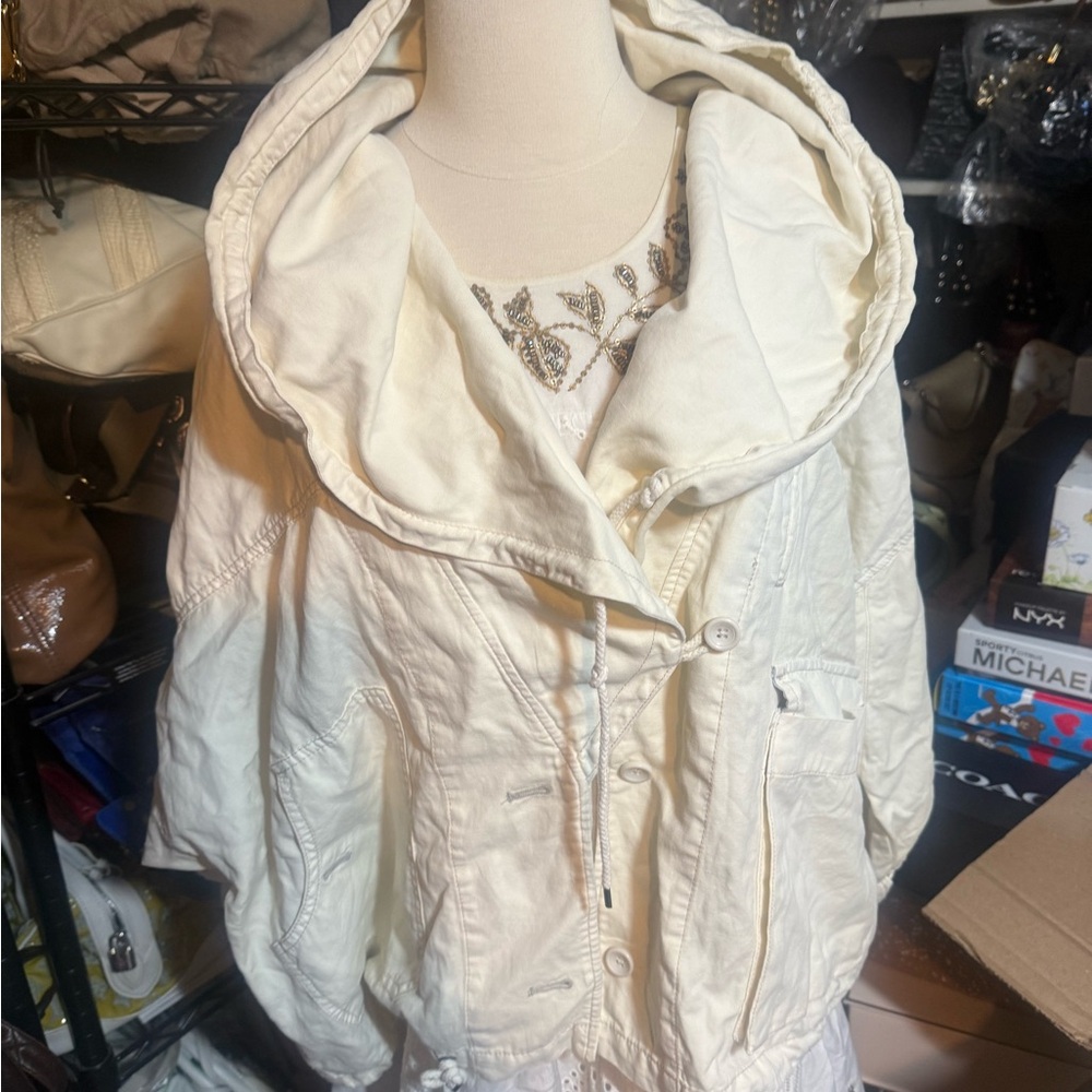 Anthropologie Cream Utility Jacket